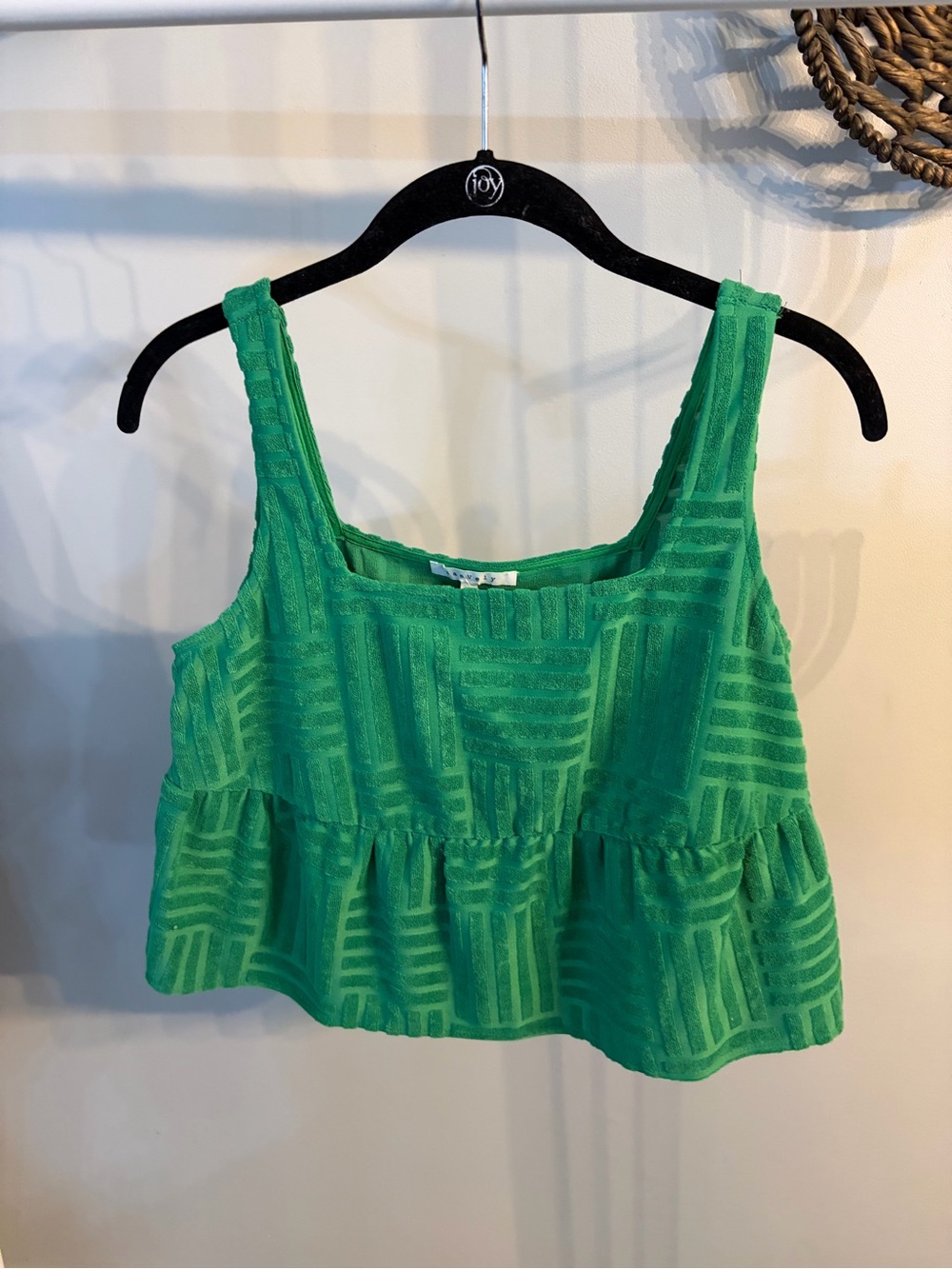 Baevely Textured Green Peplum Crop Top - size small